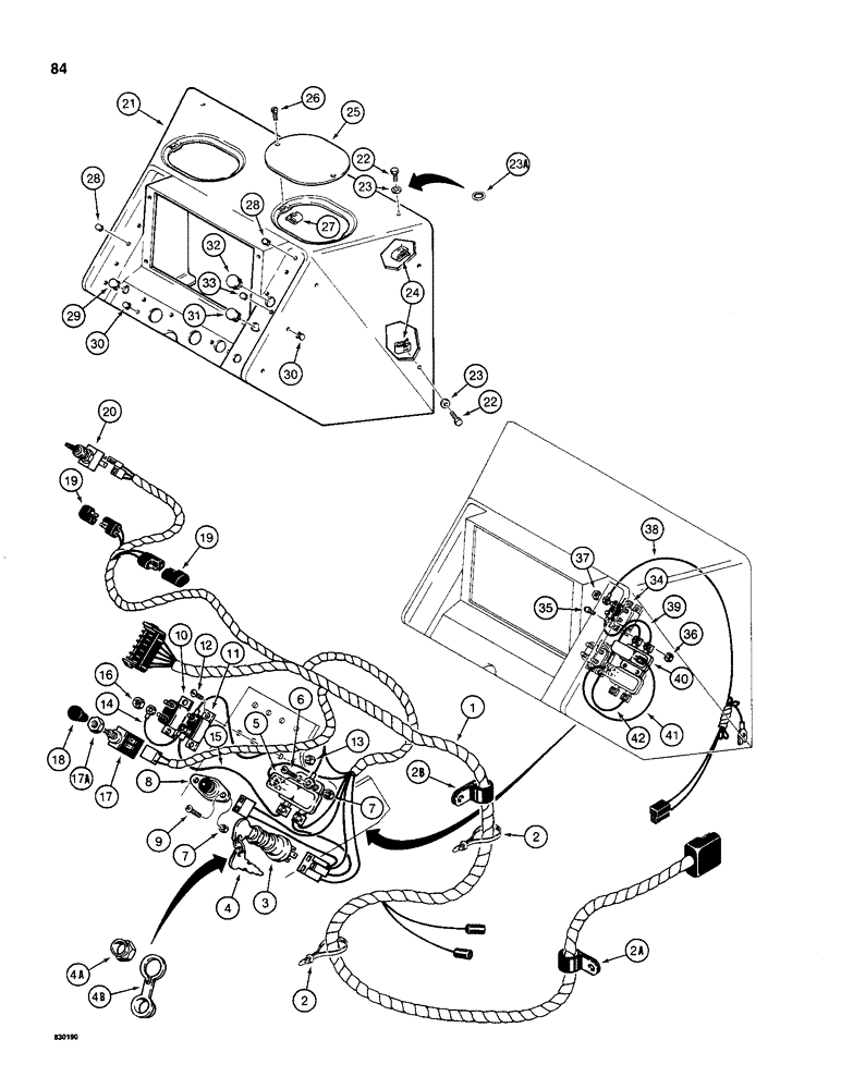 Схема запчастей Case 480C - (084) - ELECTRICAL CIRCUIT, MAIN HARNESS AND INSTRUMENT PANEL, BEFORE TRACTOR SERIAL NUMBER 8967053 (55) - ELECTRICAL SYSTEMS