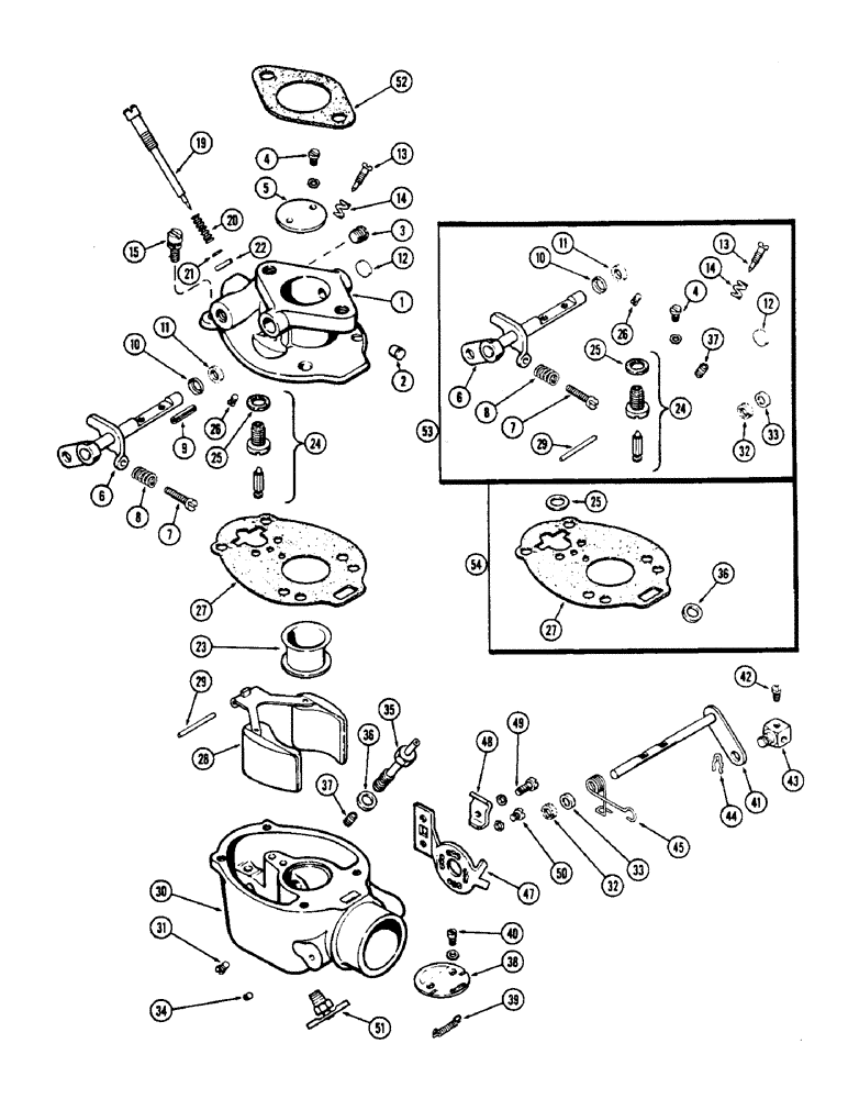 Схема запчастей Case 430CK - (020) - A38243 CARBURETOR, (148B) SPARK IGNITION ENGINE 