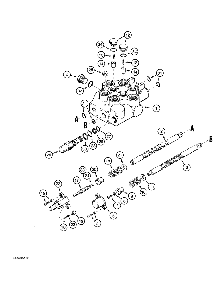 Схема запчастей Case 1825 - (8-16) - LOADER CONTROL VALVE (08) - HYDRAULICS