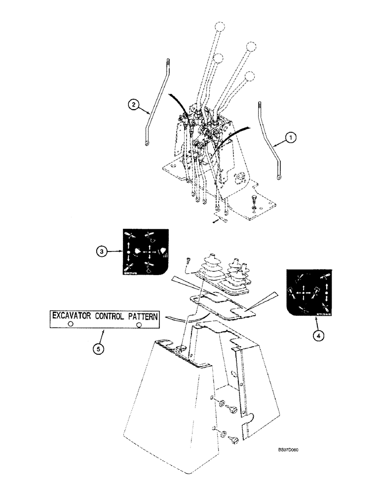 Схема запчастей Case 590SL - (9-38) - BACKHOE CONTROLS, IN EXCAVATOR CONTROL PATTERN (09) - CHASSIS/ATTACHMENTS