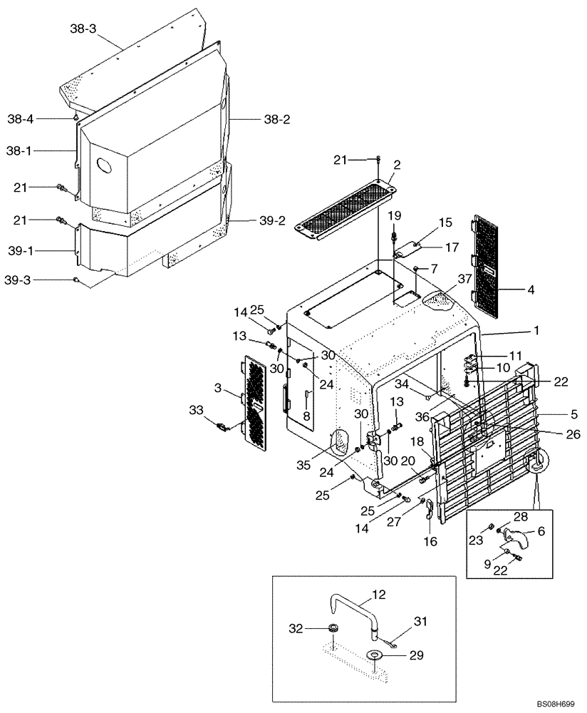 Схема запчастей Case 1221E - (09-26[01]) - HOOD (A) (87700462) (09) - CHASSIS/ATTACHMENTS