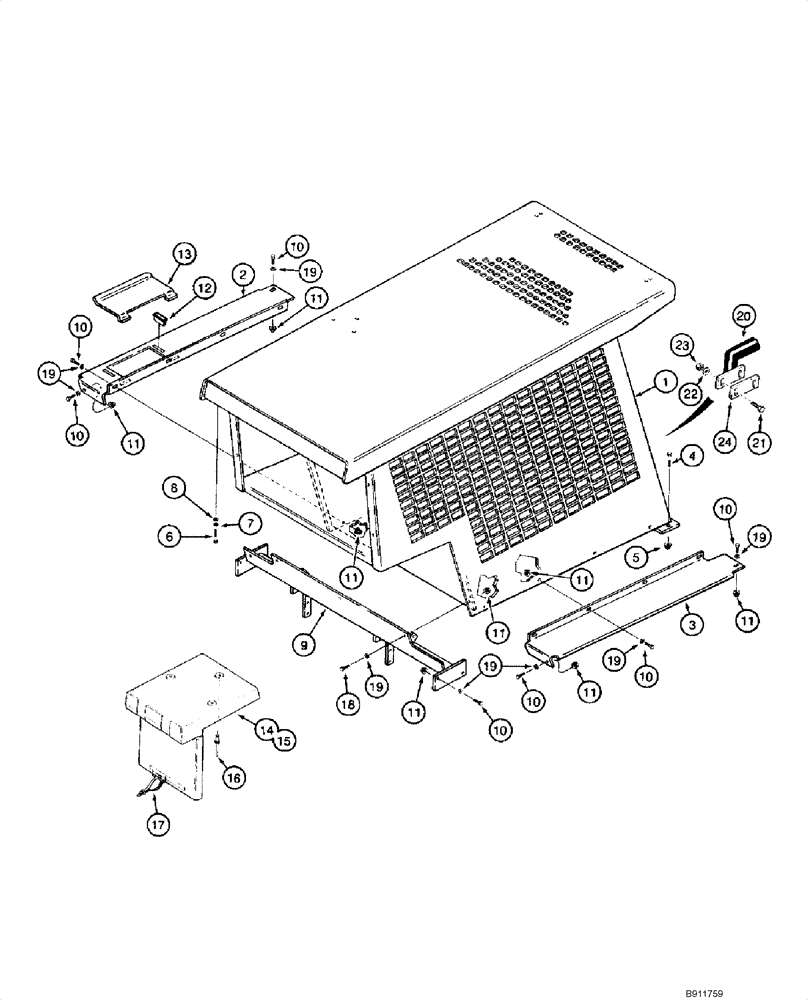 Схема запчастей Case 1845C - (09-33) - CANOPY, ROPS - FRAME AND PANELS (NORTH AMERICA), - JAF0040227 (09) - CHASSIS/ATTACHMENTS