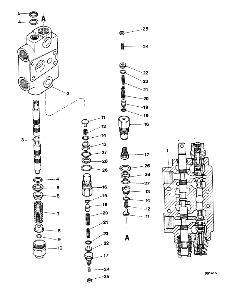 Схема запчастей Case 580G - (306) - BACKHOE CONTROL VALVE - DIPPER AND BUCKET SECTION (08) - HYDRAULICS