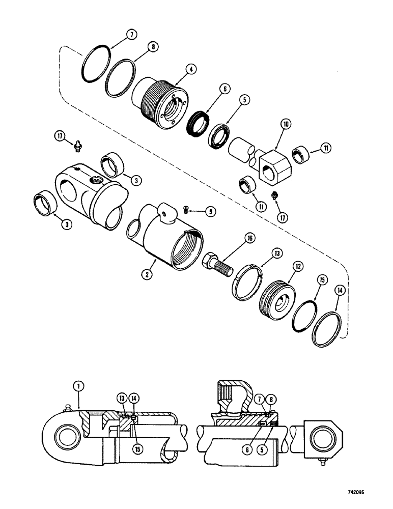 Схема запчастей Case 1700-SERIES - (240) - G34244 LOADER LIFT CYLINDER, USED TRACTOR SERIAL NUMBER 9818188 AND AFTER (35) - HYDRAULIC SYSTEMS