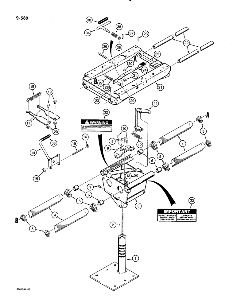 Схема запчастей Case 580K - (09-580) - SUSPENSION SEAT SUPPORT (09) - CHASSIS/ATTACHMENTS