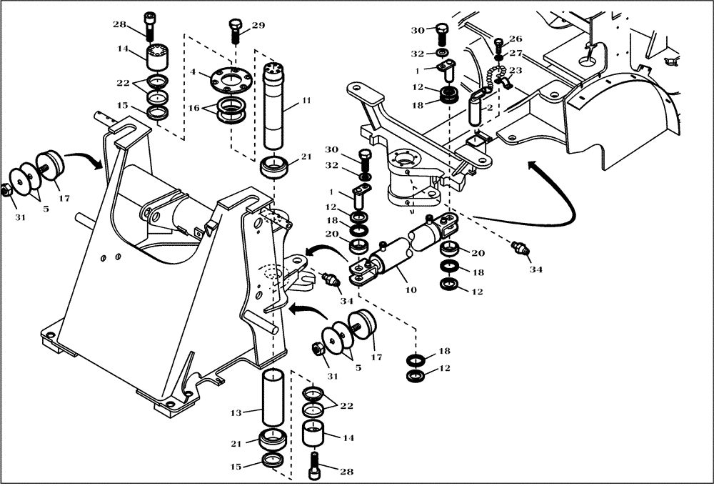 Схема запчастей Case 221E - (01.450[2991435000]) - ARTICULATED JOINT (39) - FRAMES AND BALLASTING