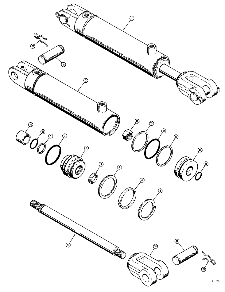 Схема запчастей Case 1500-SERIES - (156) - D54906 CASTER WHEEL CYLINDER, 2-1/2" I.D. CYLINDER WITH 8" STROKE & 1" O.D. ROD (35) - HYDRAULIC SYSTEMS