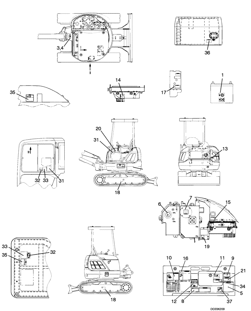 Схема запчастей Case CX47 - (09-51[00]) - DECALS - FRAME (POSITION) (09) - CHASSIS/ATTACHMENTS