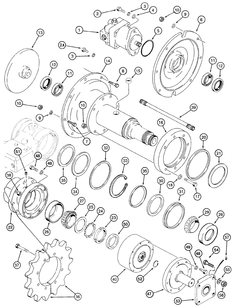 Схема запчастей Case 90XT - (09-65) - TRENCHER DRIVE LINE MOUNTING NORTH AMERICA (09) - CHASSIS