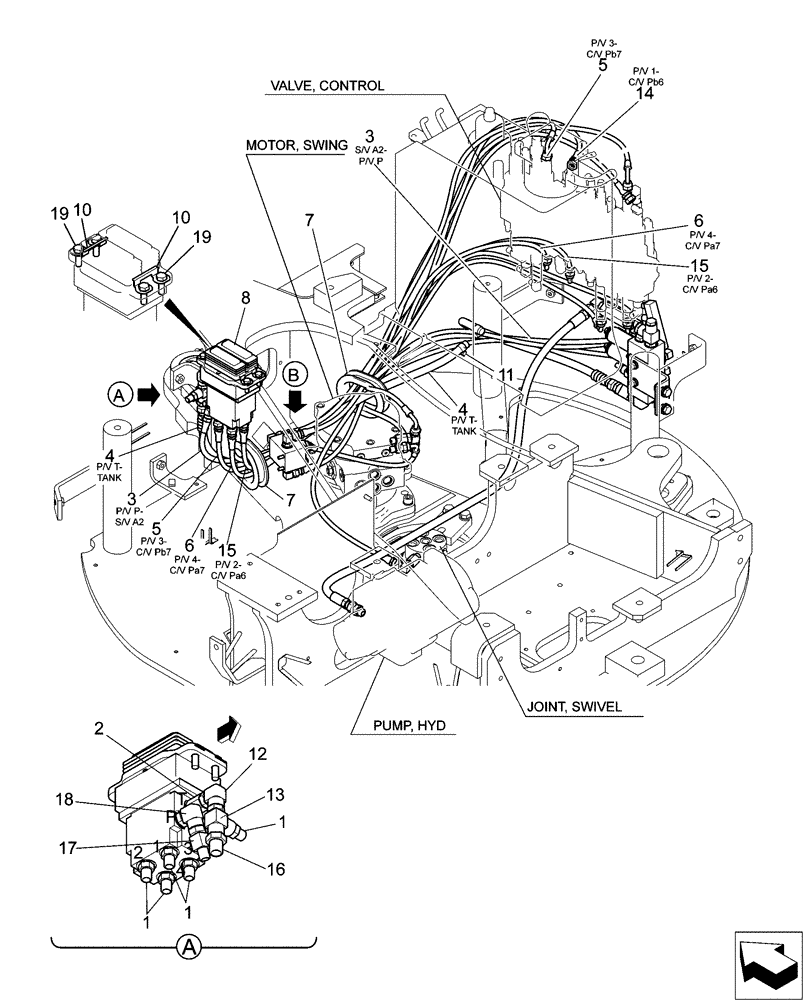 Схема запчастей Case CX31B - (01-064[01]) - CONTROL LINES, PROPEL, ANGLE DOZER (35) - HYDRAULIC SYSTEMS