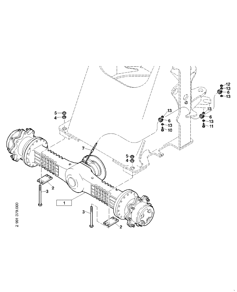 Схема запчастей Case 21E - (02.060[2991379000]) - RIGID AXLE INSTALLATION STANDARD (25) - FRONT AXLE SYSTEM