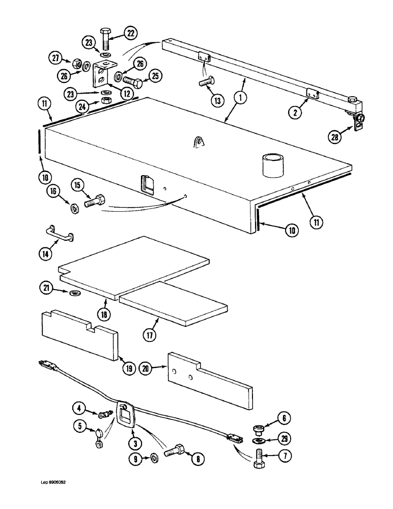 Схема запчастей Case 1088 - (9B-06) - ENGINE UPPER ACCESS COVER, P.I.N. FROM 19801 TO 20213, P.I.N FROM 106901 TO 106905 (09) - CHASSIS/ATTACHMENTS