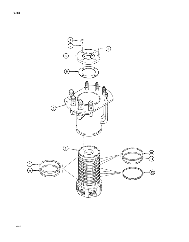 Схема запчастей Case 1085B - (8-090) - 8 PORT HYDRAULIC SWIVEL, WITH MALE TUBE PORTS (08) - HYDRAULICS