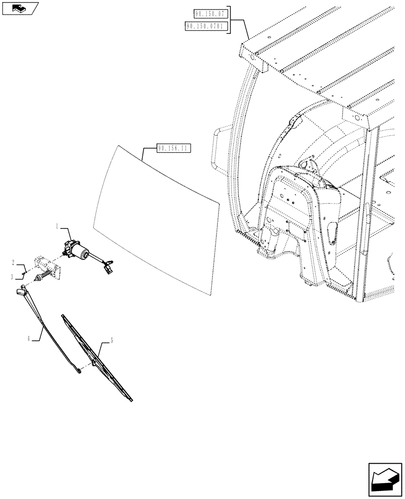 Схема запчастей Case 590SN - (55.518.05) - VAR - 747854 - FRONT WIPER (55) - ELECTRICAL SYSTEMS