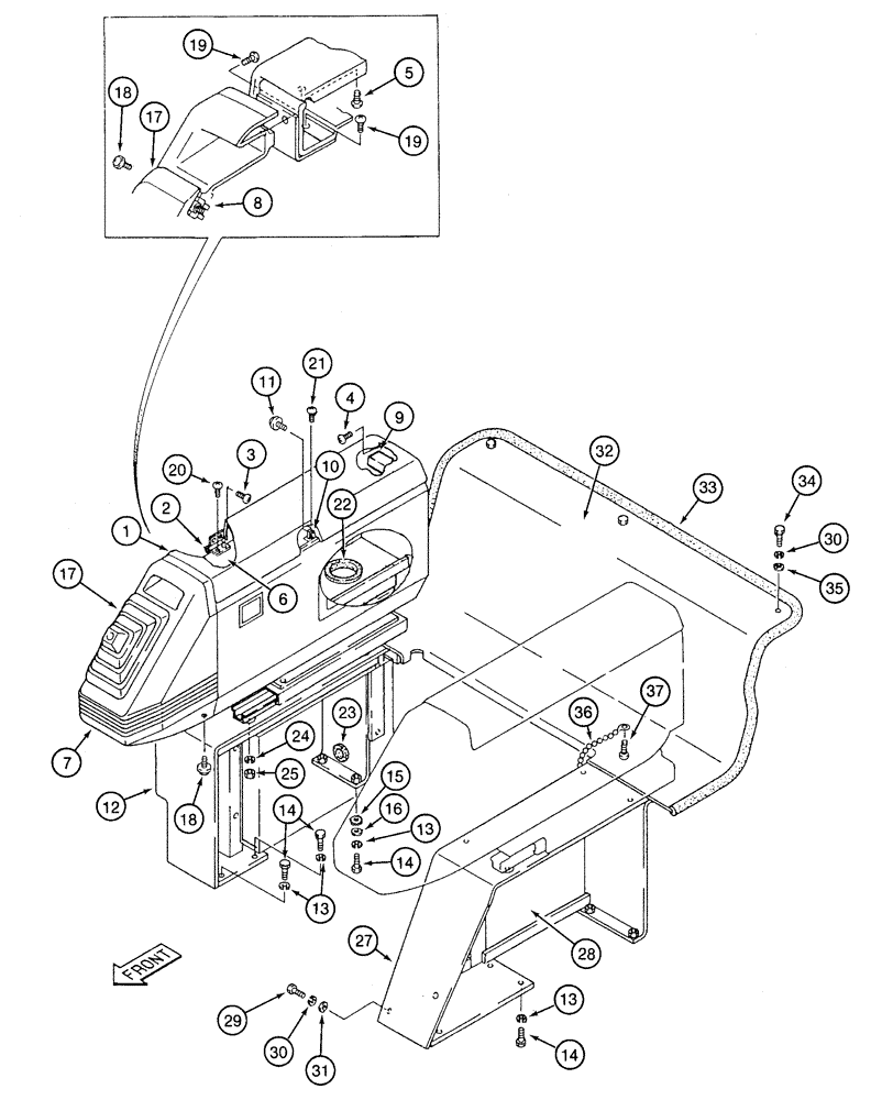 Схема запчастей Case 9020 - (9-18) - RIGHT-HAND CONTROL CONSOLE, REAR AND SIDE COVERS (09) - CHASSIS