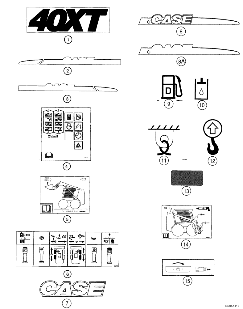 Схема запчастей Case 40XT - (09-57) - DECALS (09) - CHASSIS