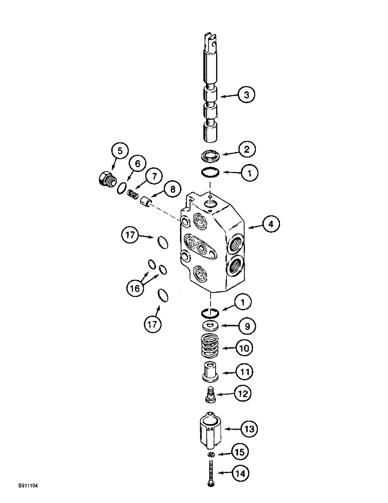 Схема запчастей Case 860 - (8-024) - ATTACHMENT CONTROL VALVE ASSEMBLY - H674793 - REAR STEERING AND ATTACHMENT LIFT SECTIONS (08) - HYDRAULICS