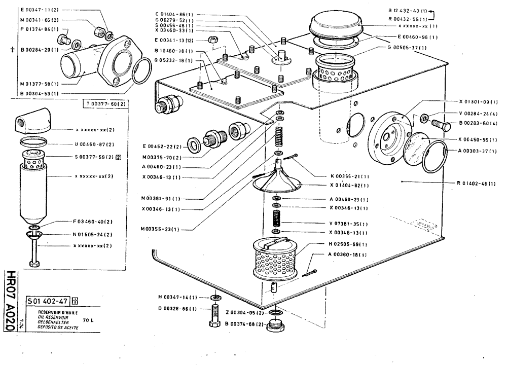 Схема запчастей Case TY45 - (HR07 A02.0) - OIL RESERVOIR - 70 L (07) - HYDRAULIC SYSTEM