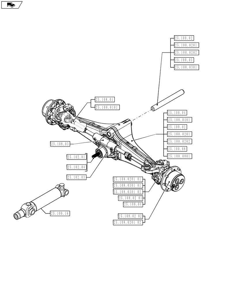 Схема запчастей Case 590SN - (00.000.25) - PICTORIAL INDEX - FRONT MECHANICAL DRIVE (00) - GENERAL & PICTORIAL INDEX