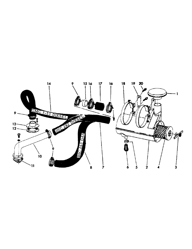 Схема запчастей Case 30YM - (012) - AIR CLEANER AND MOUNTING PARTS (01) - ENGINE