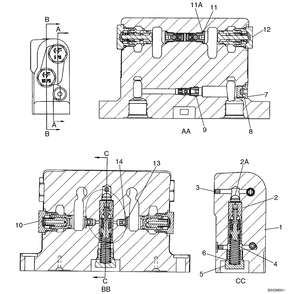 Схема запчастей Case 580SM - (08-59) - VALVE ASSY - SWING CUSHION (DAMPENING) (08) - HYDRAULICS