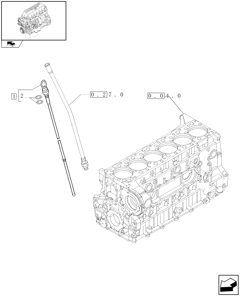 Схема запчастей Case F3AE0684P E909 - (0.27.1) - OIL DIPSTICK (504121046) 