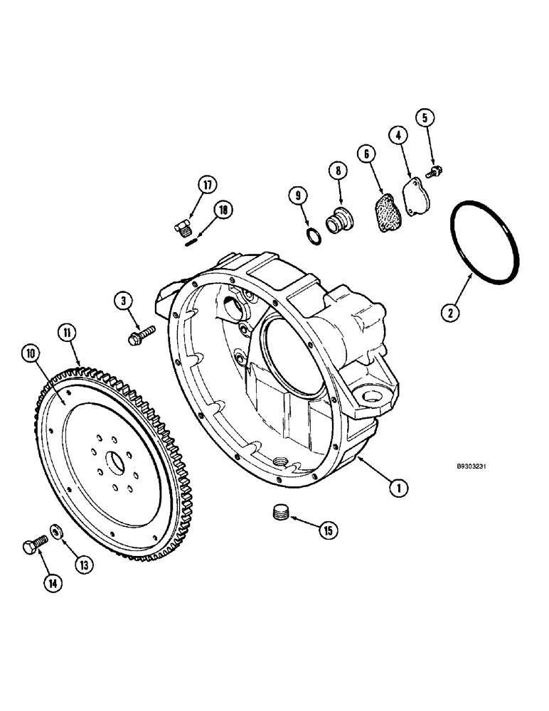 Схема запчастей Case 660 - (2-34) - FLYWHEEL AND HOUSING, 4-390 ENGINE (02) - ENGINE