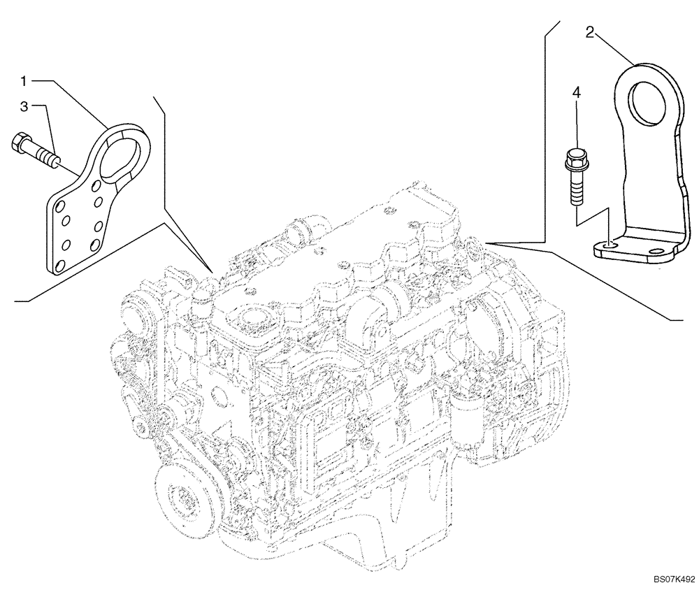 Схема запчастей Case 590SM - (02-42) - ENGINE - LIFT HOOK (02) - ENGINE