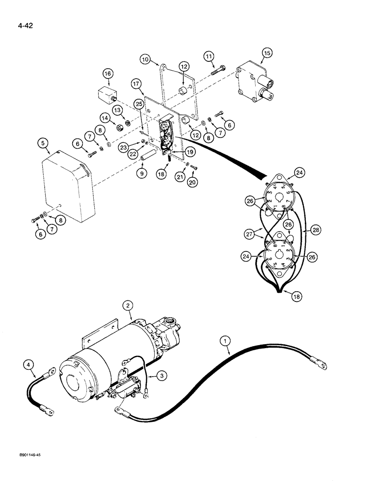 Схема запчастей Case 621 - (4-42) - AUXILIARY STEERING ELECTRICAL CIRCUIT (04) - ELECTRICAL SYSTEMS