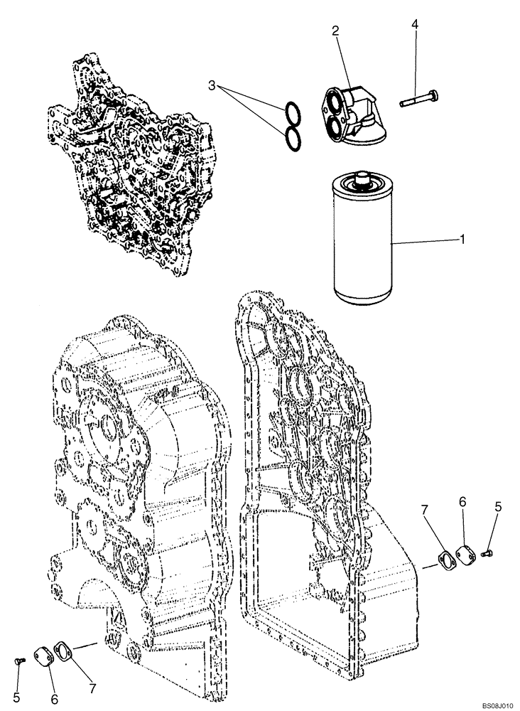 Схема запчастей Case 721E - (06-37) - TRANSMISSION - FILTER, OIL AND FILLER COVER - P.I.N. N8F203816 AND AFTER (06) - POWER TRAIN