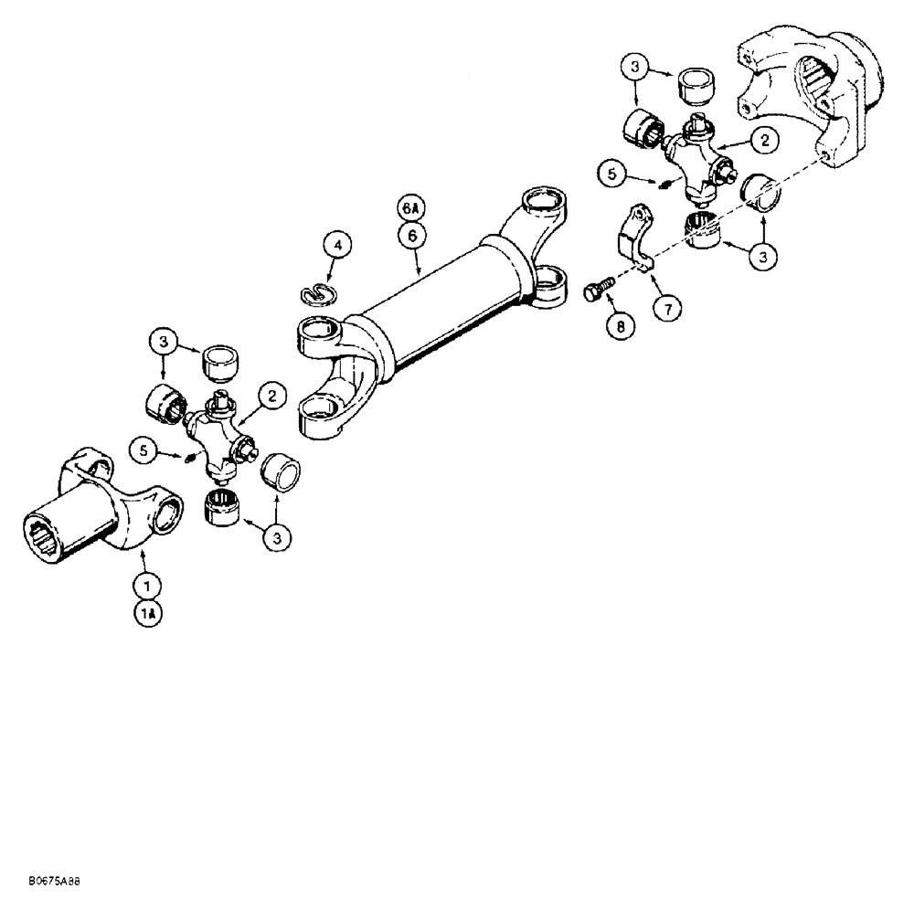 Схема запчастей Case 586E - (6-22) - DRIVE SHAFT, POWER SHUTTLE TO TRANSAXLE (06) - POWER TRAIN