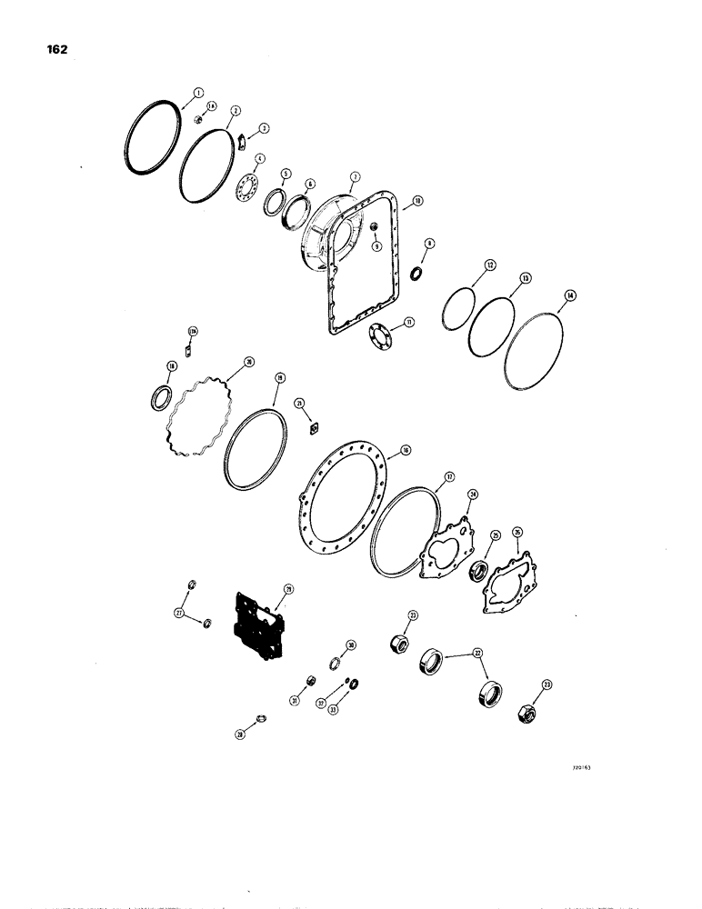 Схема запчастей Case W24B - (162) - TRANSMISSION OVERHAUL KIT (06) - POWER TRAIN