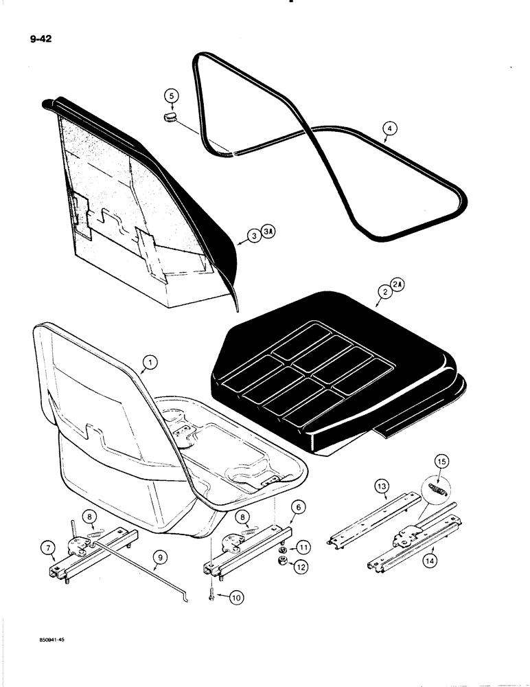 Схема запчастей Case W18B - (9-042) - L109872, L111748, AND L108783 SEAT ASSEMBLIES (09) - CHASSIS/ATTACHMENTS