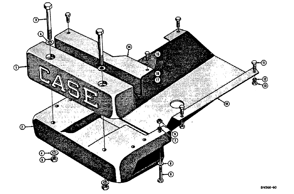 Схема запчастей Case 310E - (067) - FRONT COUNTERWEIGHT, BUMPER, AND SPECIAL CRANKCASE GUARD (05) - UPPERSTRUCTURE CHASSIS