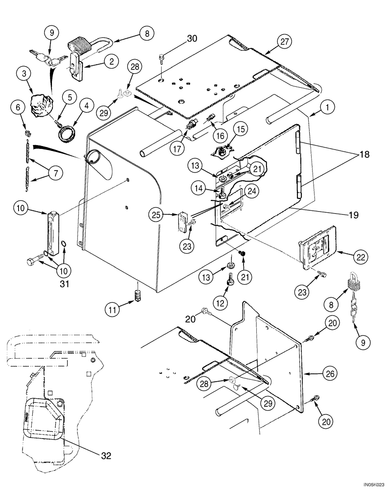 Схема запчастей Case 550H-IND - (08-01) - RESERVOIR, HYDRAULIC - COVERS (08) - HYDRAULICS