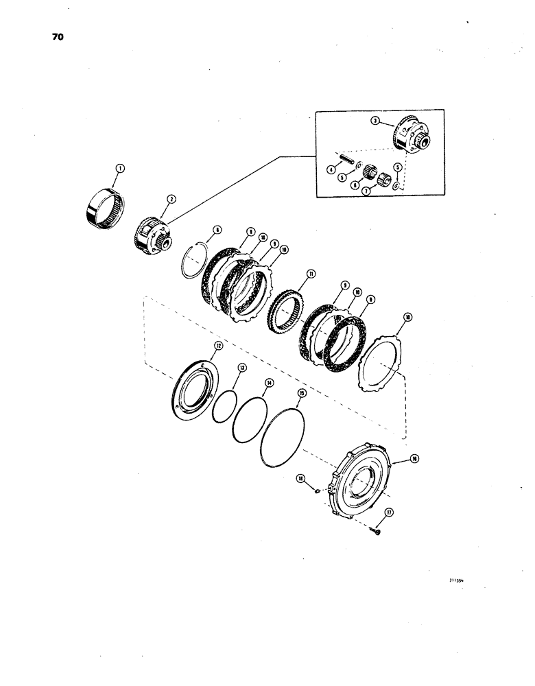 Схема запчастей Case W24B - (070) - TRANSMISSION, FORWARD CLUTCH AND PLANETARY (06) - POWER TRAIN