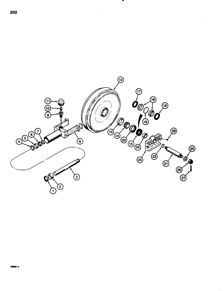 Схема запчастей Case 1150C - (202) - TRACK ADJUSTER AND R25650 IDLER ASSEMBLY (11) - TRACKS/STEERING