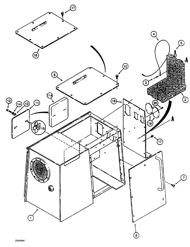 Схема запчастей Case 1155E - (8-004) - HYDRAULIC RESERVOIR COVERS AND, OPERATORS MANUAL BOX, PARTS USED ONLY ON MODELS W/CAB (08) - HYDRAULICS