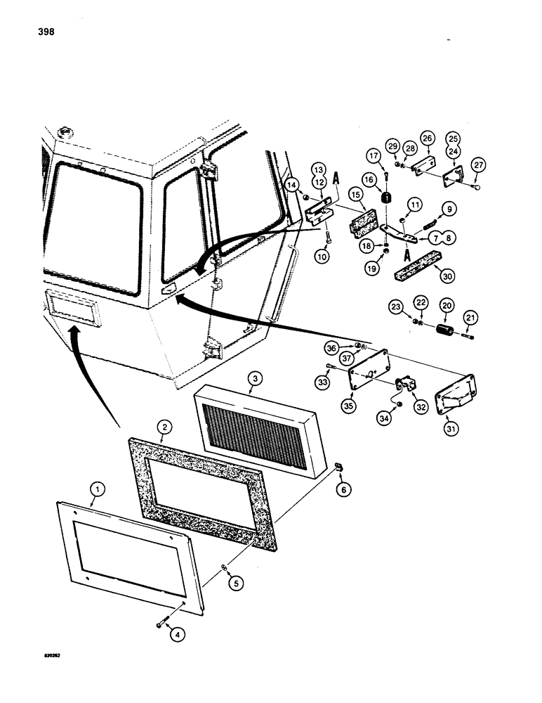 Схема запчастей Case W18 - (398) - CAB FILTER AND LATCHES (09) - CHASSIS/ATTACHMENTS