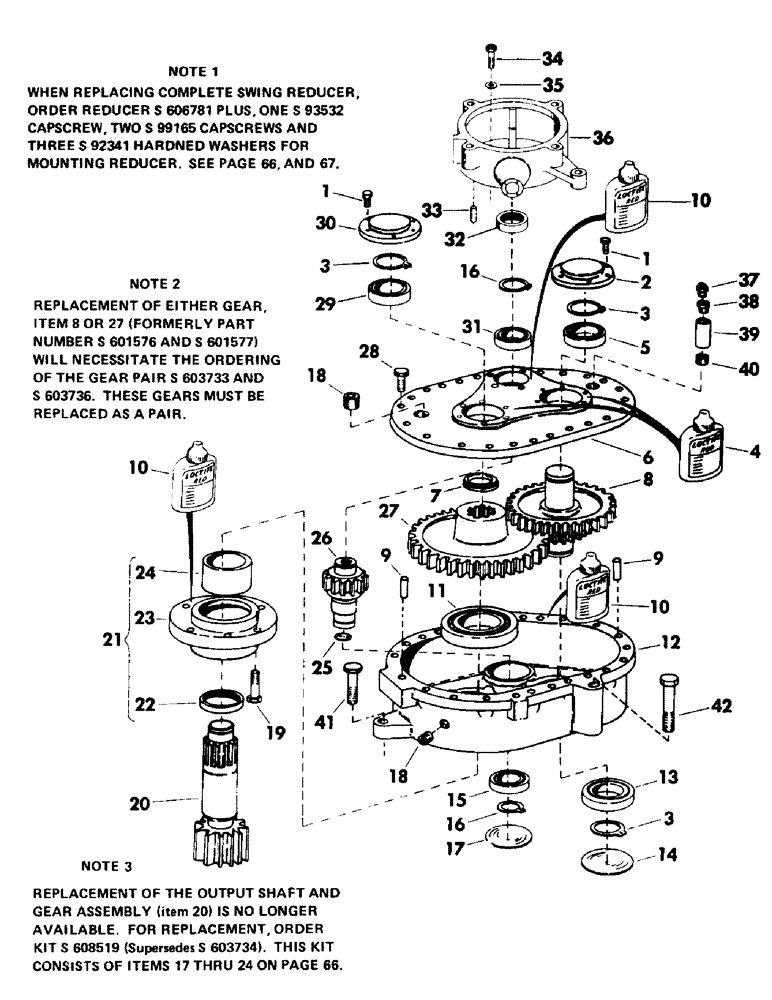 Схема запчастей Case 50 - (064) - SWING REDUCER AND BRAKE HOUSING, (USED ON UNITS WITH SERIAL NUMBER 646 THRU 949) (35) - HYDRAULIC SYSTEMS