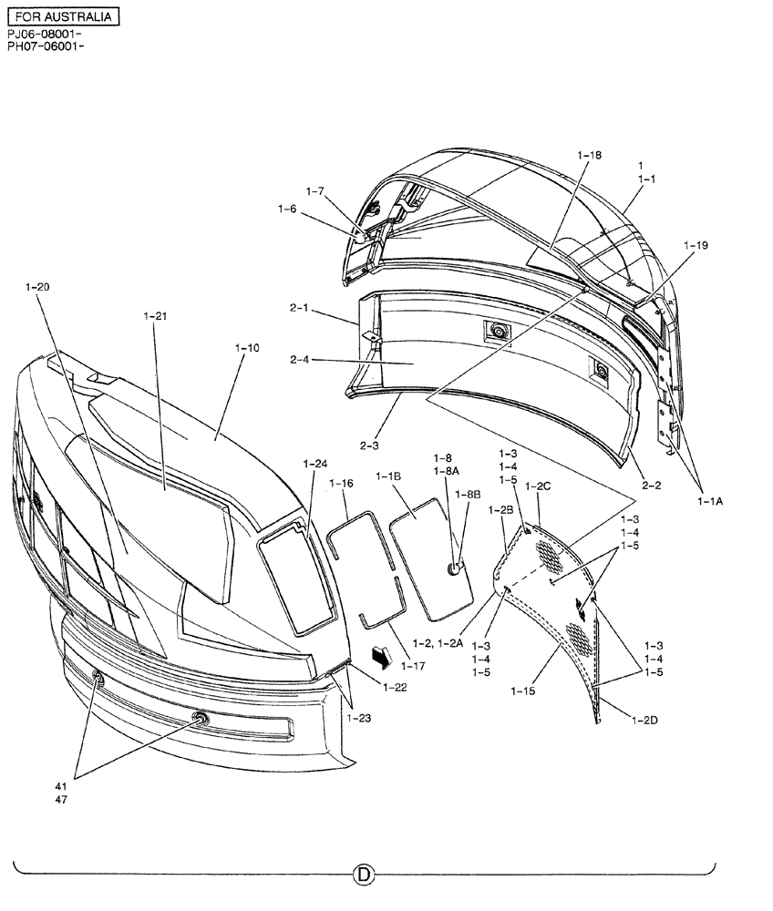 Схема запчастей Case CX50B - (01-071) - GUARD INSTAL (CANOPY) (PH21C00020F1) 3 OF 3 (05) - SUPERSTRUCTURE