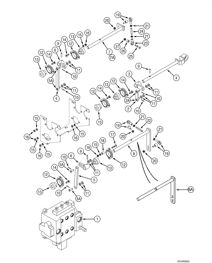 Схема запчастей Case 1150H - (08-17) - CONTROLS - CONTROL VALVE AND LINKAGE (08) - HYDRAULICS