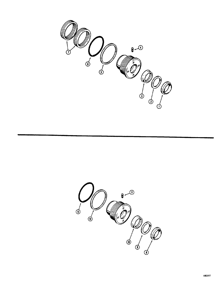 Схема запчастей Case 34 - (186) - CYLINDER PACKING KITS (4-1/2" CYLINDER TUBE ID X 2-1/4" PISTON ROD) 