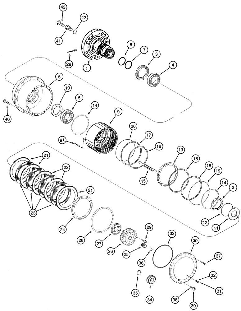 Схема запчастей Case 821C - (06-35) - AXLE, REAR HUB, DISC BRAKES AND PLANETARY -JEE0123402 (06) - POWER TRAIN