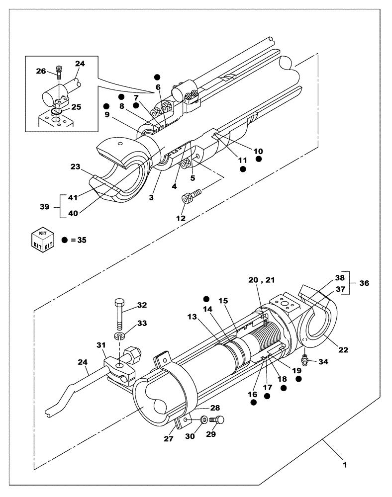 Схема запчастей Case CX160C - (35.964.23) - BOOM CYLINDER - LEFT (35) - HYDRAULIC SYSTEMS