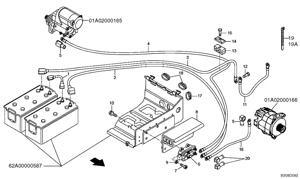 Схема запчастей Case 335B - (67A00011462[001]) - CIRCUIT, BATTERY CUT-OUT (87585902) (13) - Electrical System / Decals