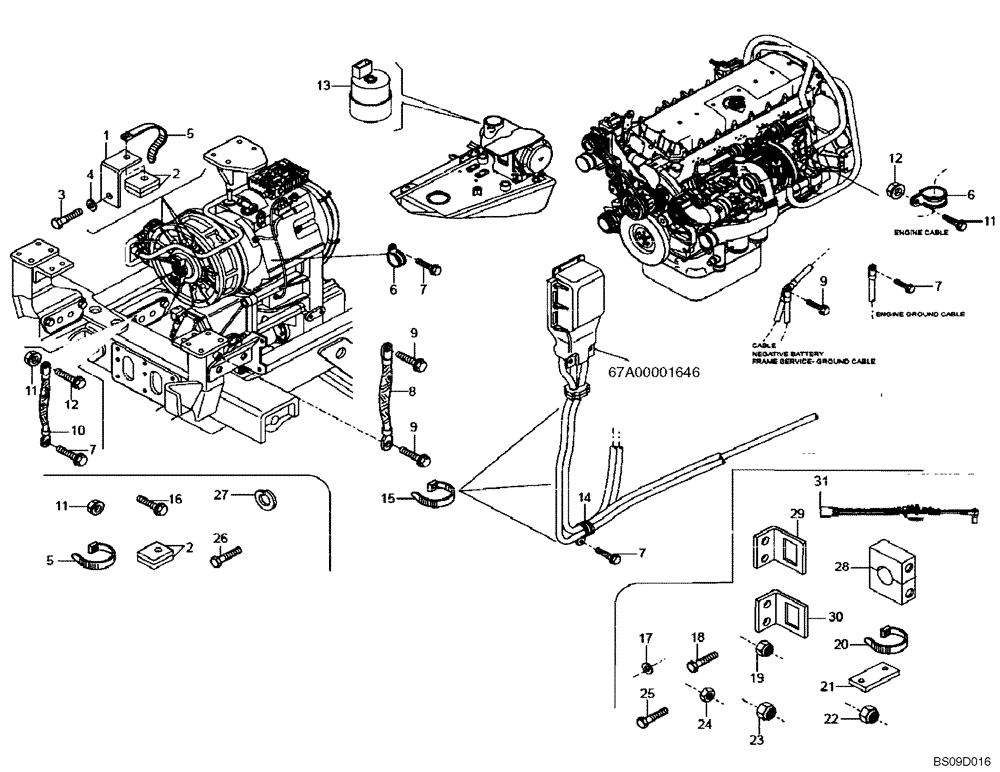 Схема запчастей Case 330B - (67A00012014[001]) - ELECTRICAL GROUND AND CLAMPING (P.I.N. HHD0330BN7PG57000 AND AFTER) (84174145) (13) - Electrical System / Decals