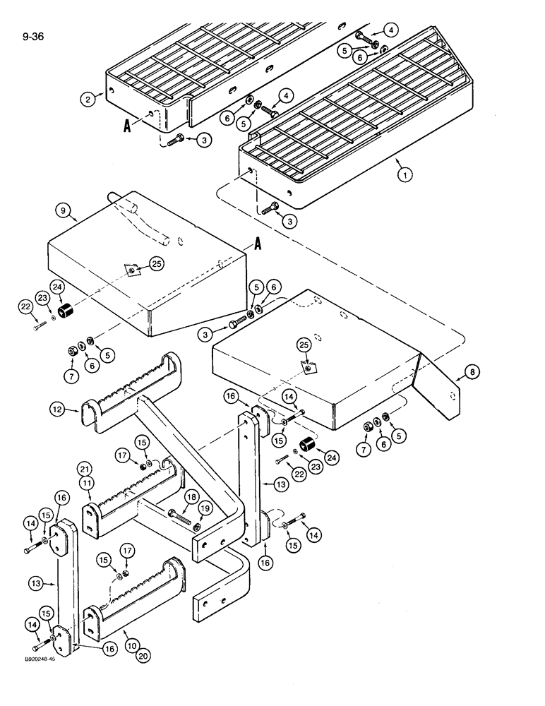 Схема запчастей Case 721 - (9-036) - REAR FENDERS AND STEPS (09) - CHASSIS/ATTACHMENTS