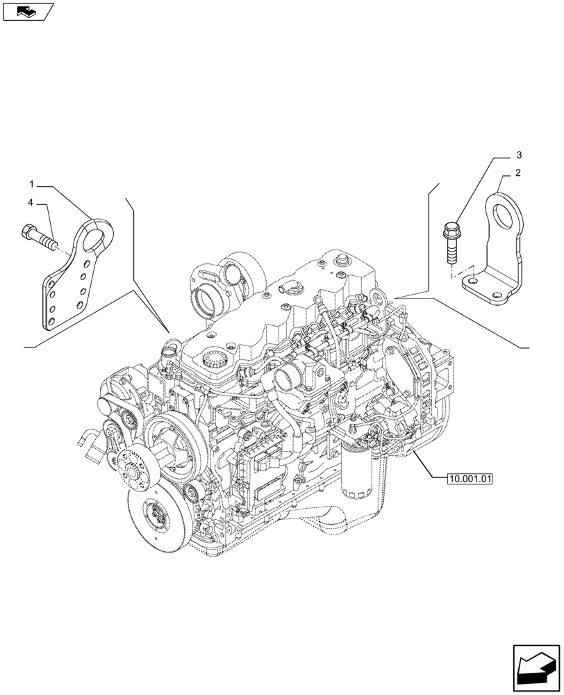 Схема запчастей Case F4HFE613S A003 - (10.012.04) - HOOKS - ENGINE (504121114) (10) - ENGINE