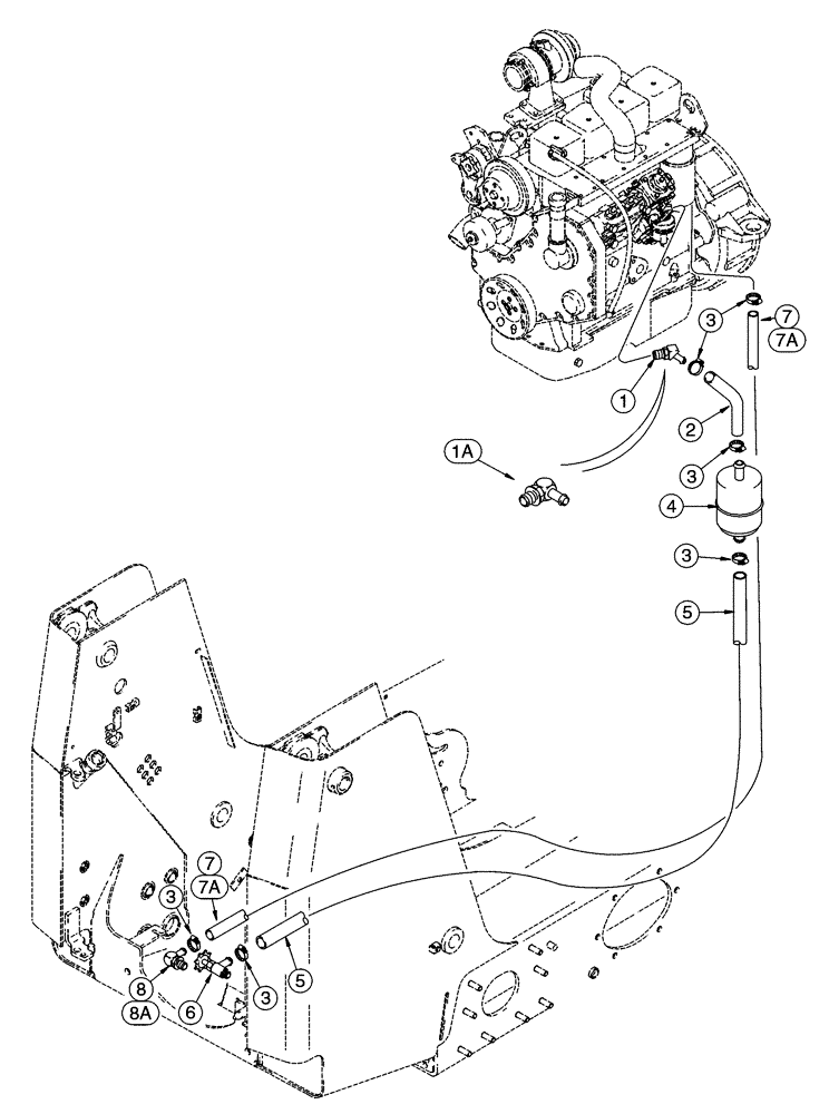 Схема запчастей Case 90XT - (03-01) - FUEL LINES (03) - FUEL SYSTEM